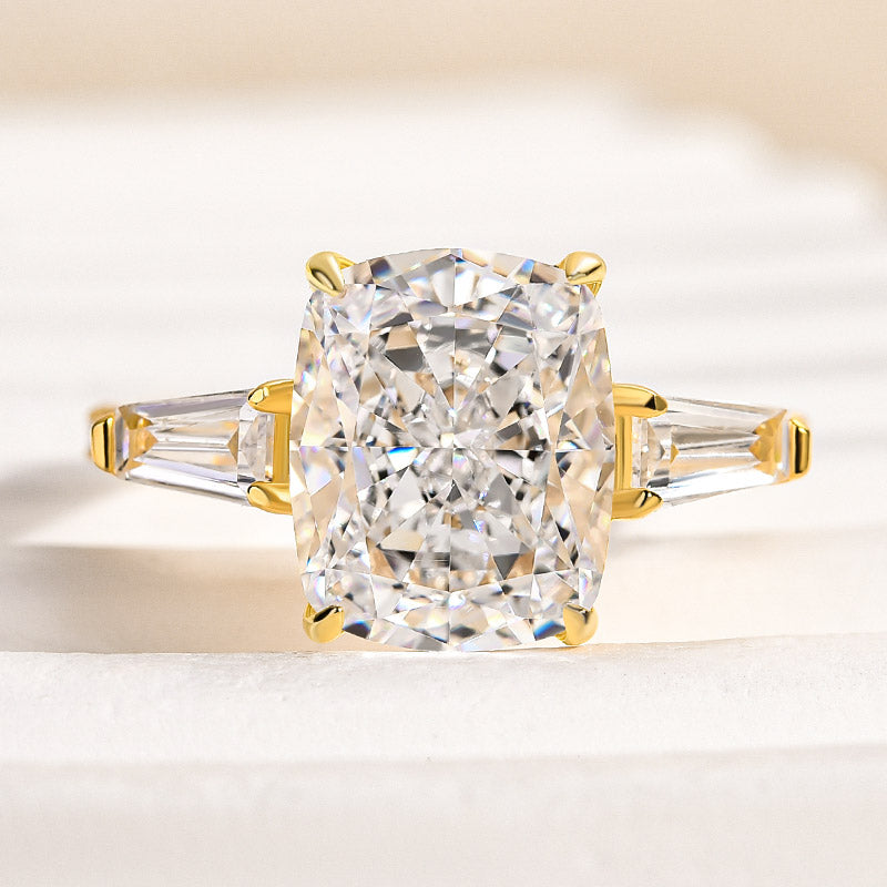 Stunning Cushion Cut Three Stone Women's Engagement Ring In Sterling Silver