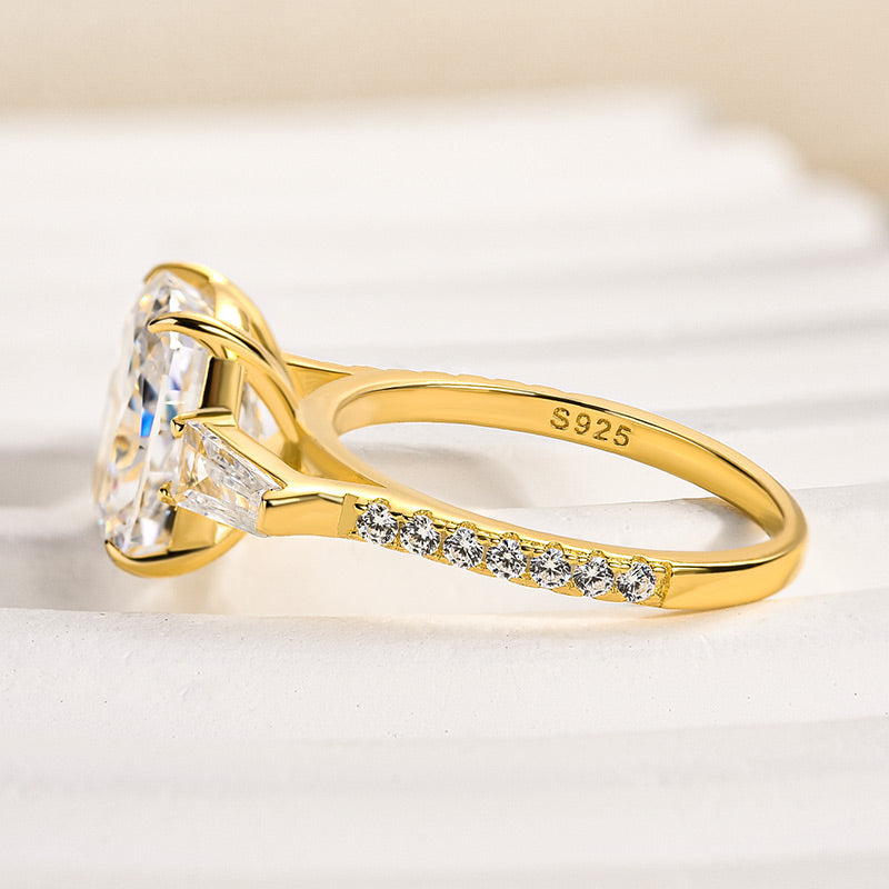 Stunning Cushion Cut Three Stone Women's Engagement Ring In Sterling Silver