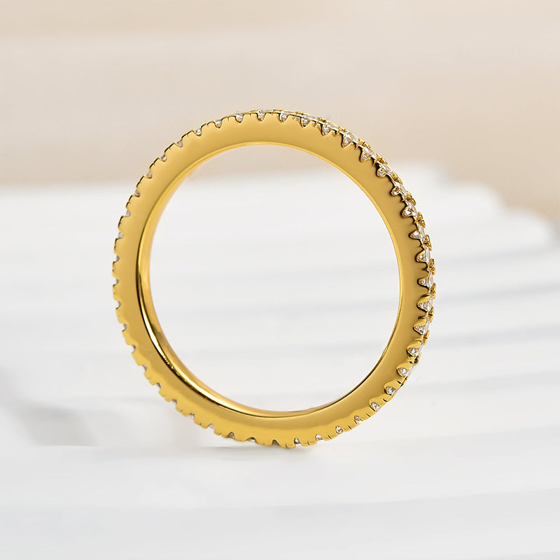 Sterling Silver Classic Full Eternity Thin Wedding Band For Women