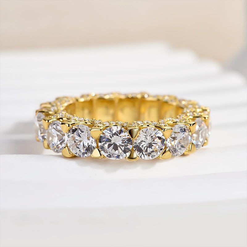 Eternity Round Cut Simulated Diamond Wedding Band for Her In White Gold