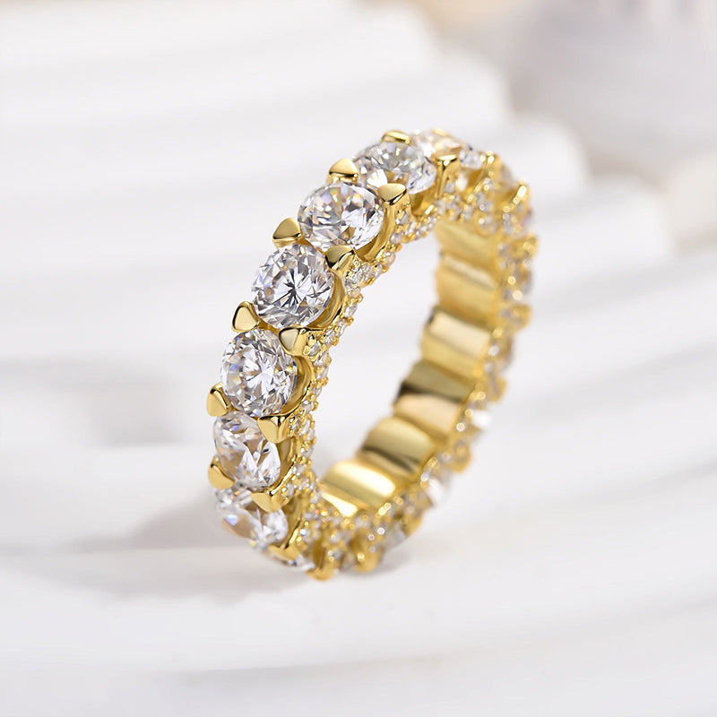 Eternity Round Cut Simulated Diamond Wedding Band for Her In White Gold