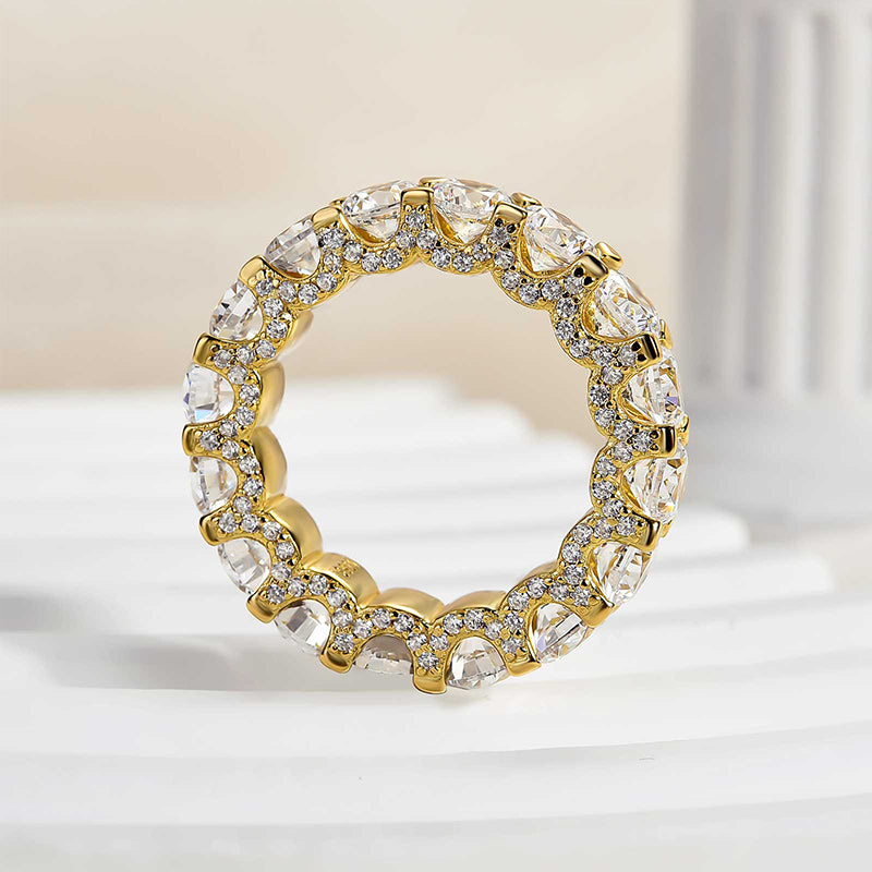 Eternity Round Cut Simulated Diamond Wedding Band for Her In White Gold