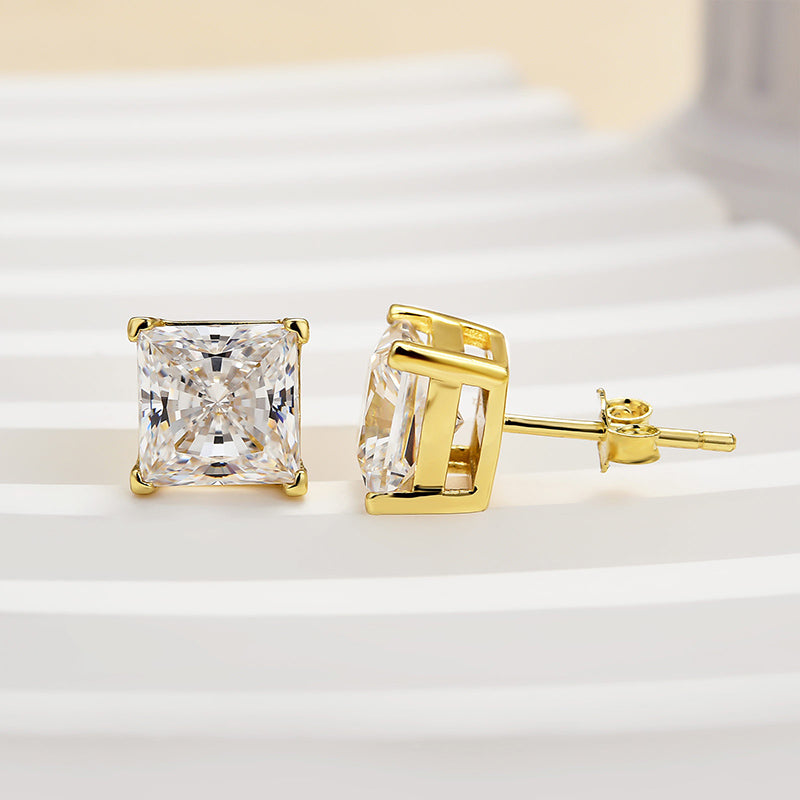 2.0Ct Square Princess Cut Sona Simulated Diamond Stud Earrings In Sterling Silver