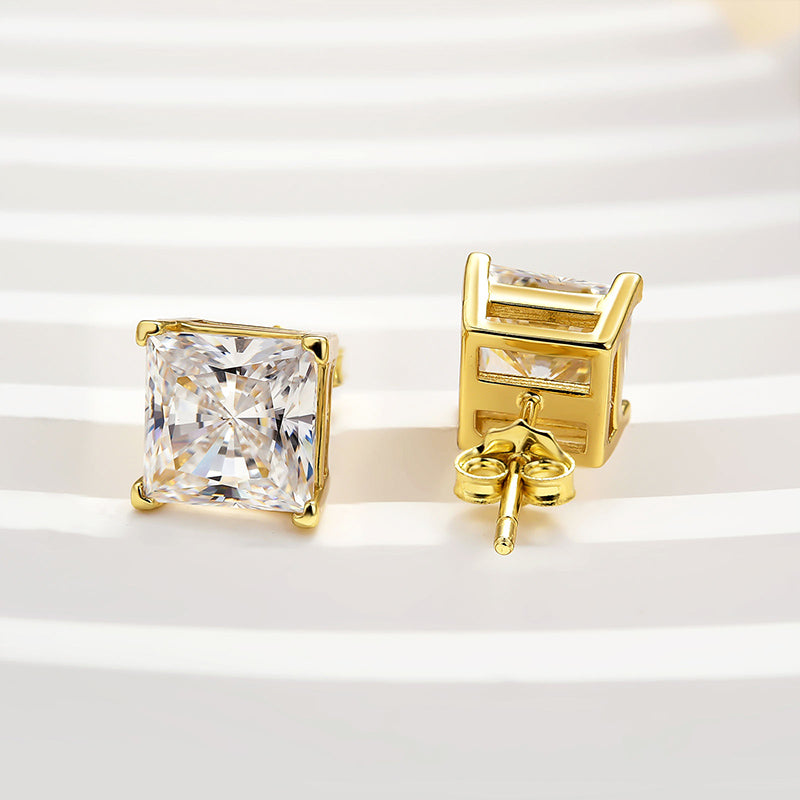 2.0Ct Square Princess Cut Sona Simulated Diamond Stud Earrings In Sterling Silver