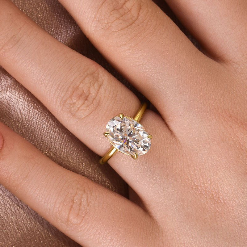 Ahabobo Classic Moissanite 4.0 Carat Oval Cut Engagement Ring