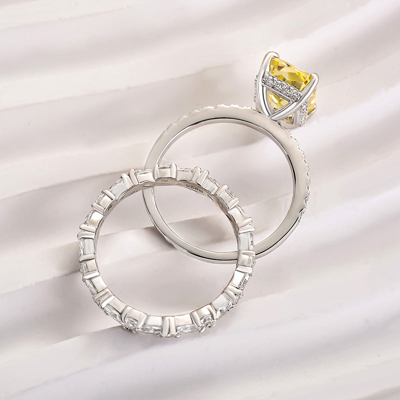 Attractive Radiant Cut Yellow Sapphire Wedding Set