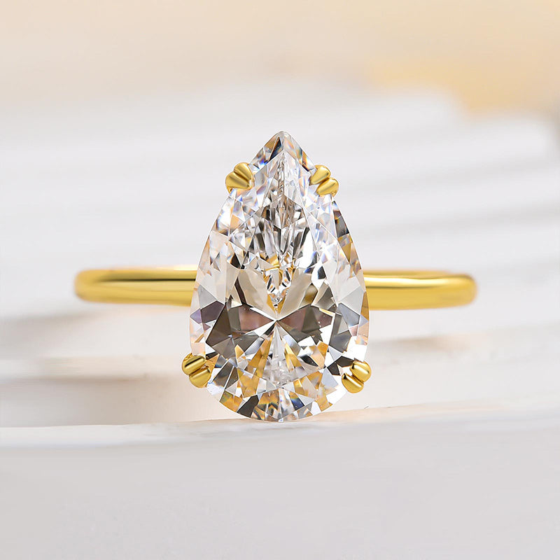 Sparkle Pear Cut Yellow Gold Engagement Ring