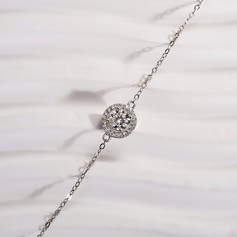 Moissanite Halo Round Cut Bracelet