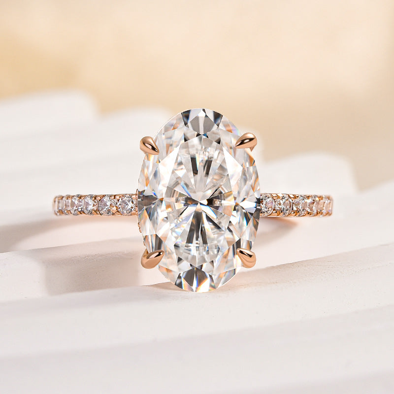 Ahabobo Moissanite 4.0 Carat Oval Cut Engagement Ring In Sterling Silver