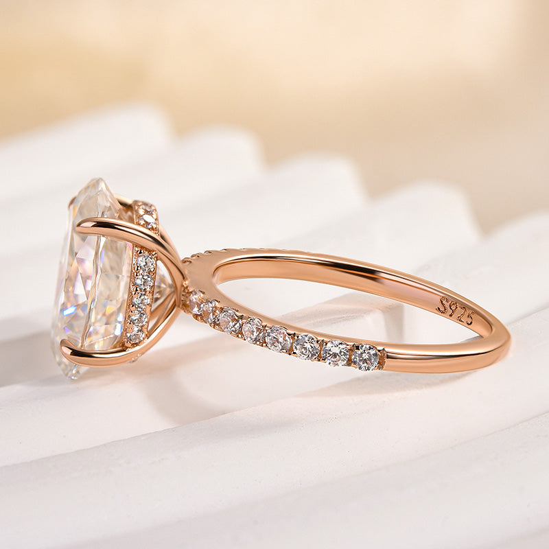 Ahabobo Moissanite 4.0 Carat Oval Cut Engagement Ring In Sterling Silver
