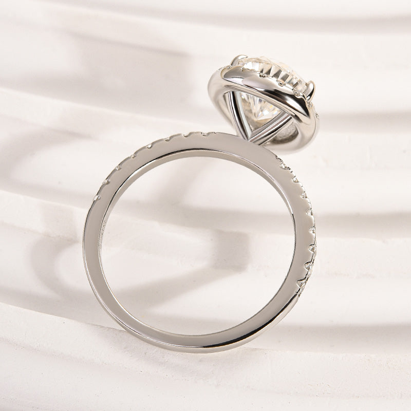 Ahabobo Moissanite Halo 3.0 Carat Pear Cut Engagement Ring