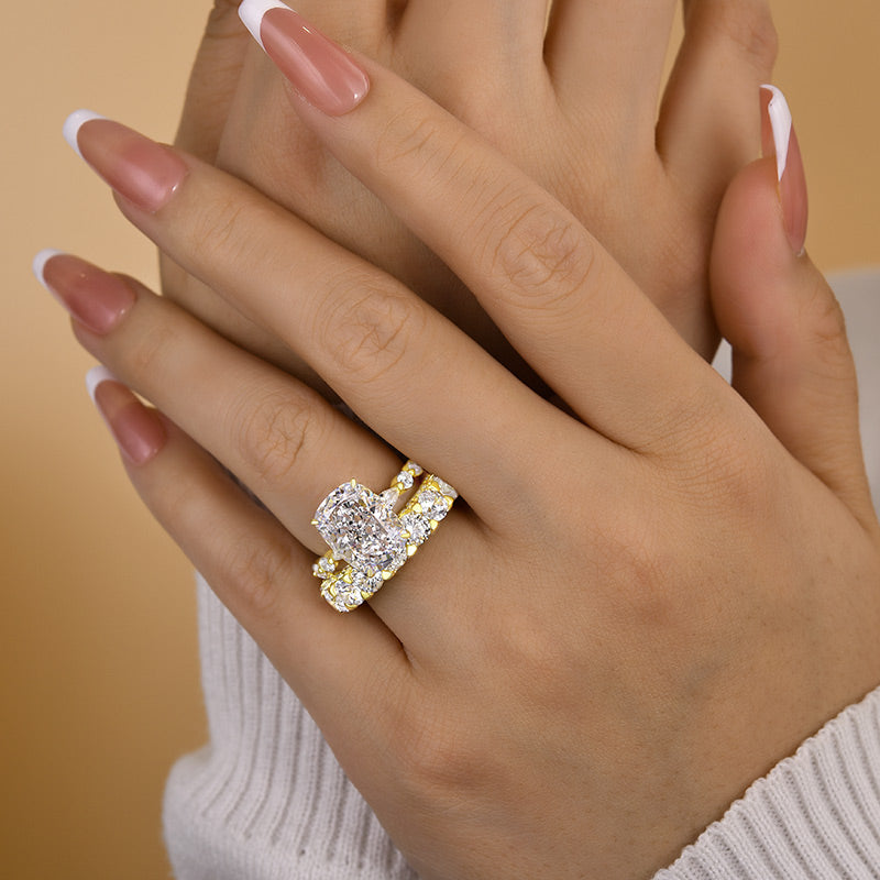 Honorable Yellow Gold Cushion Cut Wedding Set