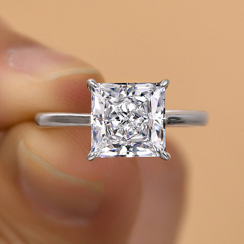 Stunning Square Solitaire Princess Cut Engagement Ring