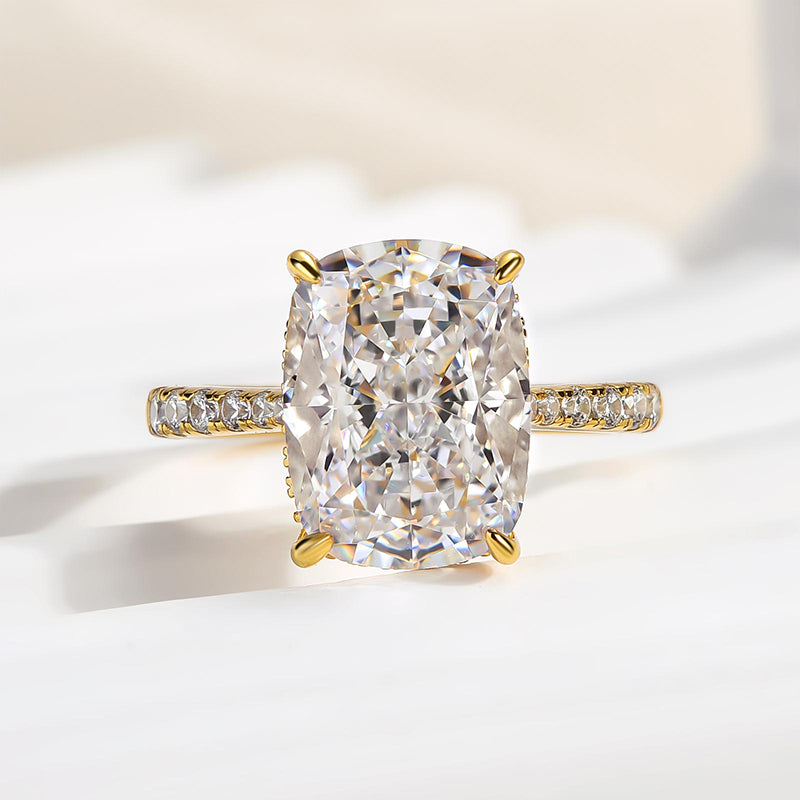 Bright Crushed Ice Cushion Cut Engagement Ring For Women In Sterling Silver