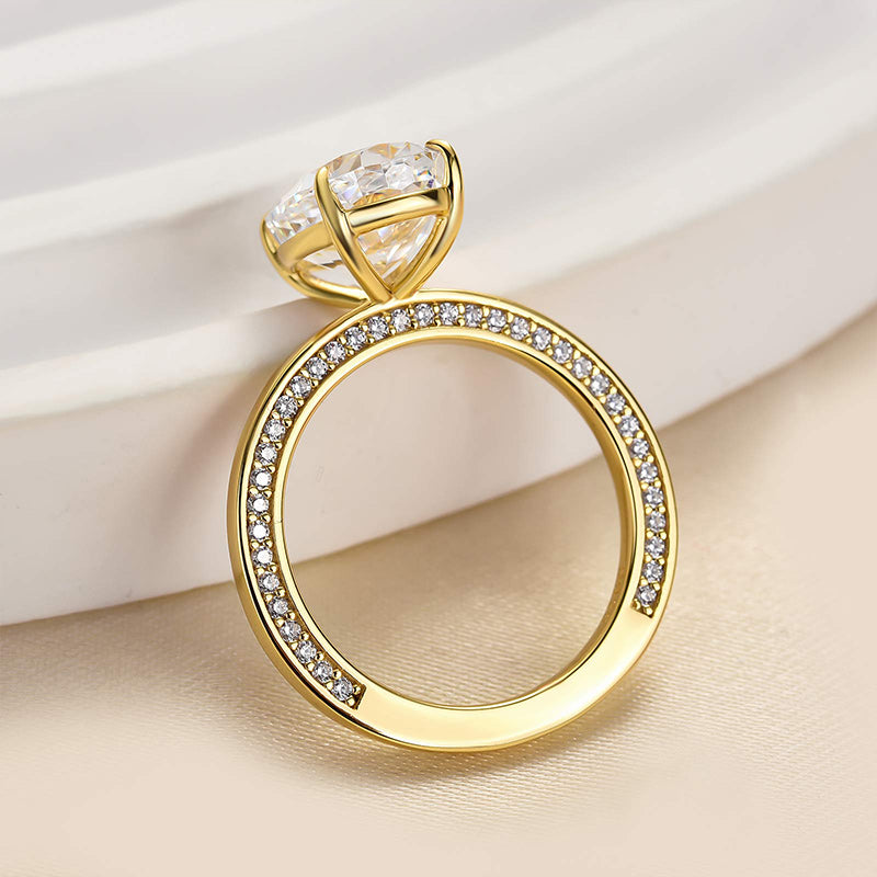 Luxury Yellow Gold Crushed Ice Oval Cut Engagement Ring