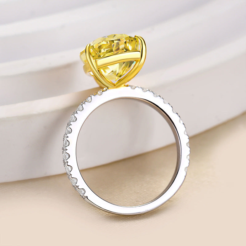 Gorgeous Two-tone Pear Cut Yellow Sapphire Engagement Ring