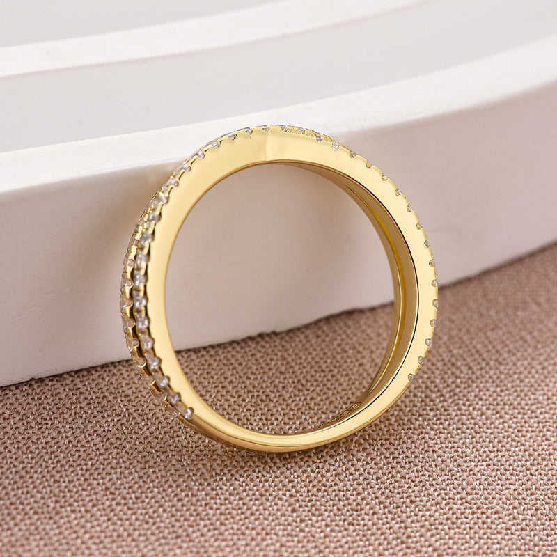 Ahabobo Moissanite 2.0 Ct X Criss Cross Wedding Band