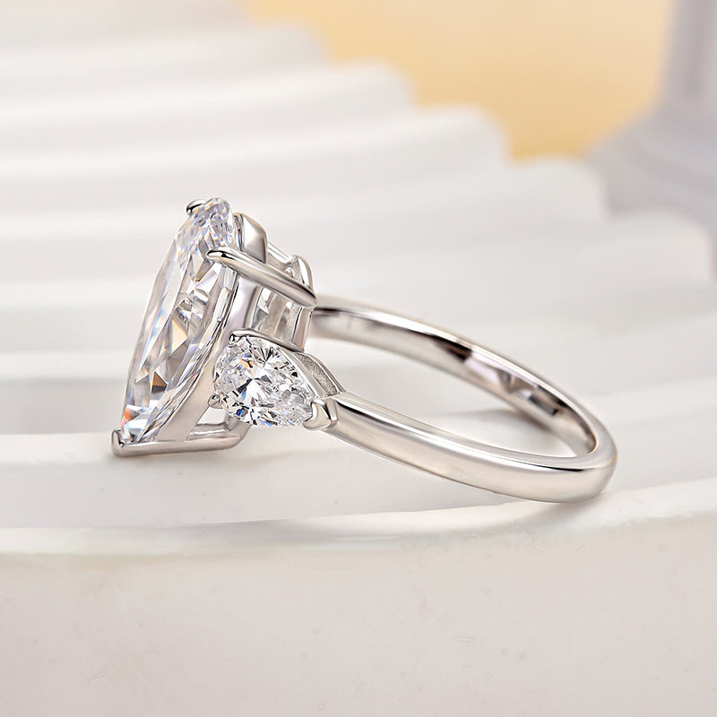 Gorgeous 4.0Ct Pear Cut Three Stone Engagement Ring