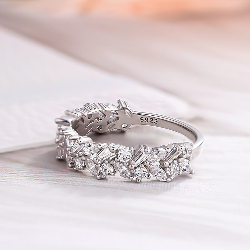 Elegant Anniversary Sona Simulated Diamond Wedding Band In Sterling Silver