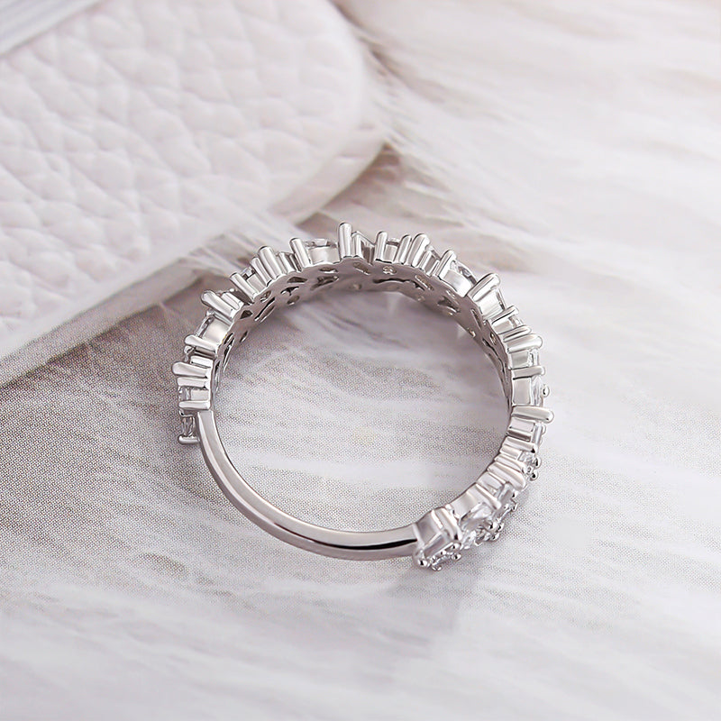 Elegant Anniversary Sona Simulated Diamond Wedding Band In Sterling Silver