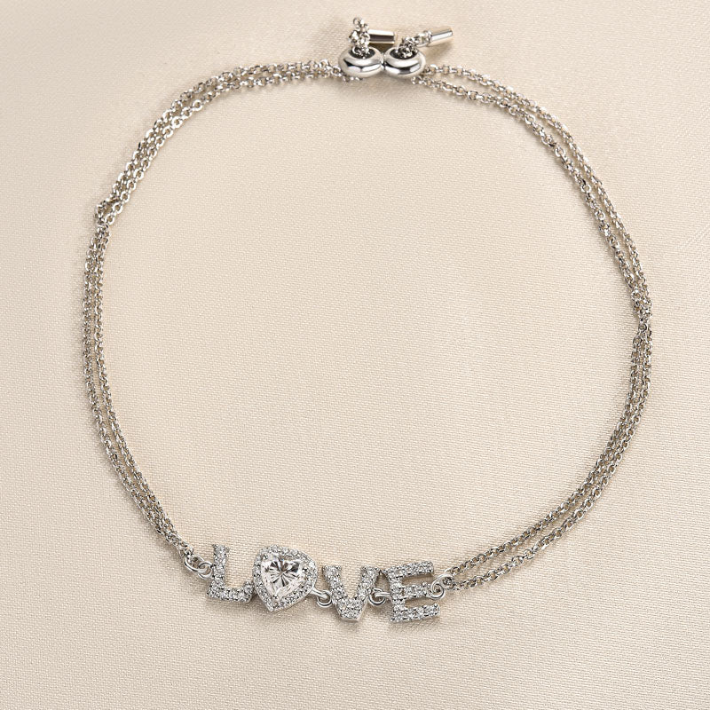 Ahabobo Moissanite Heart-shaped Round Cut Bracelet