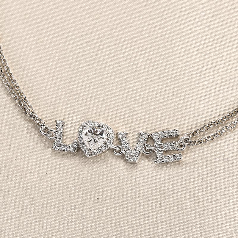Ahabobo Moissanite Heart-shaped Round Cut Bracelet