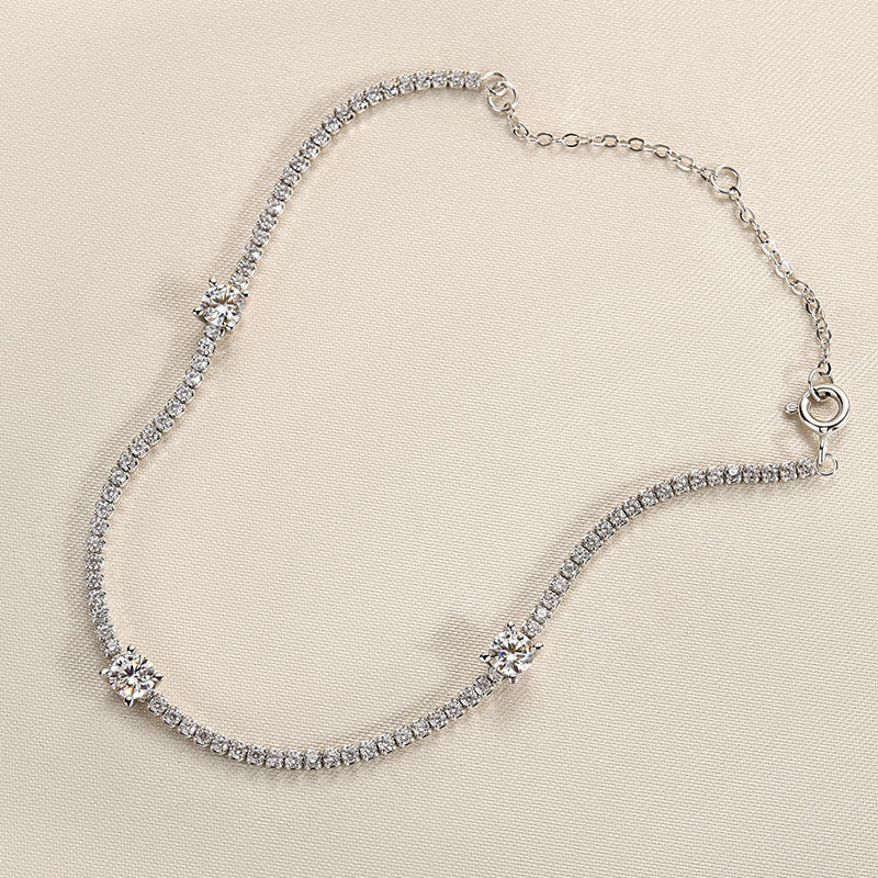 Maxine Moissanite Round Cut Bracelet In Sterling Silver