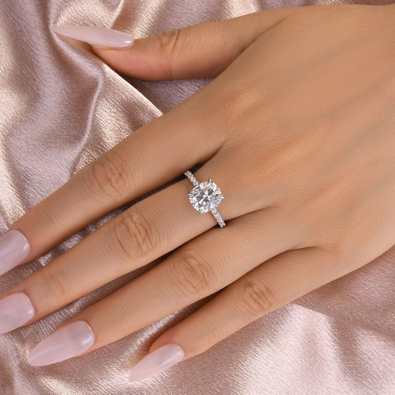 Ahabobo Moissanite 3.0 Ct Cushion Cut Engagement Ring For Women