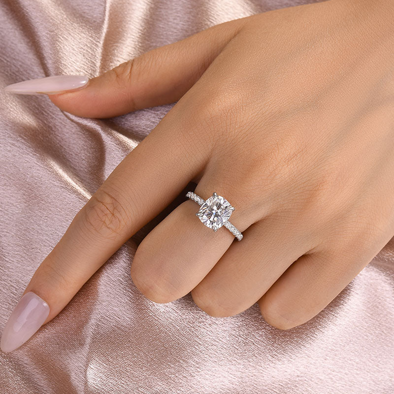 Ahabobo Moissanite 3.0 Ct Cushion Cut Engagement Ring For Women