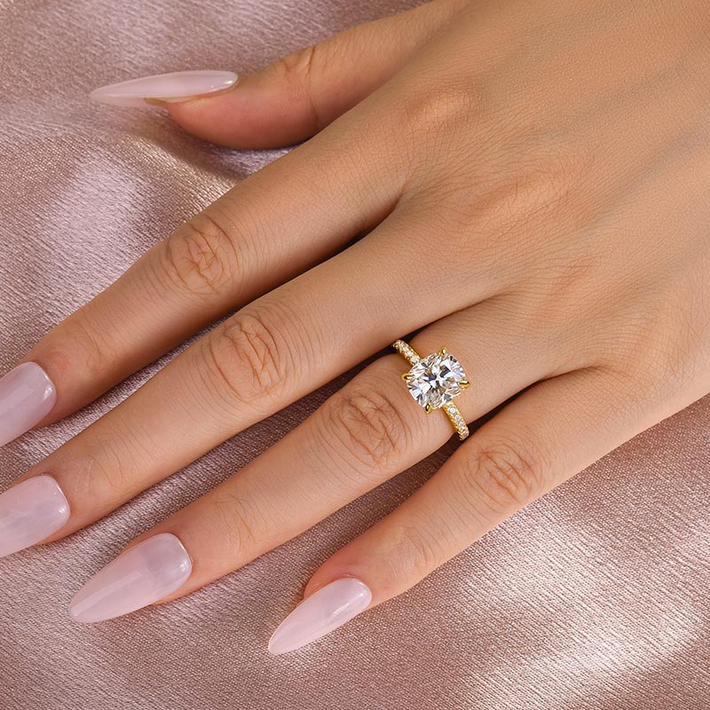 Ahabobo Moissanite 3.0 Ct Cushion Cut Engagement Ring For Women