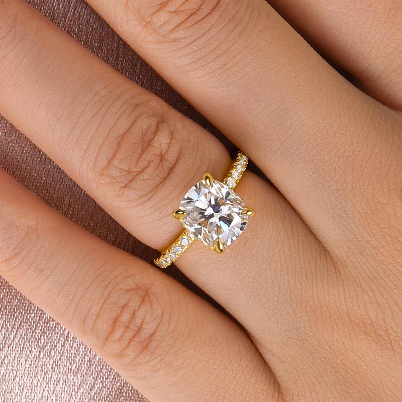Ahabobo Moissanite 3.0 Ct Cushion Cut Engagement Ring For Women