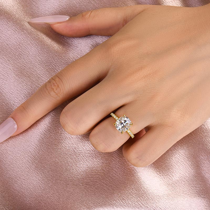 Ahabobo Moissanite 3.0 Ct Cushion Cut Engagement Ring For Women