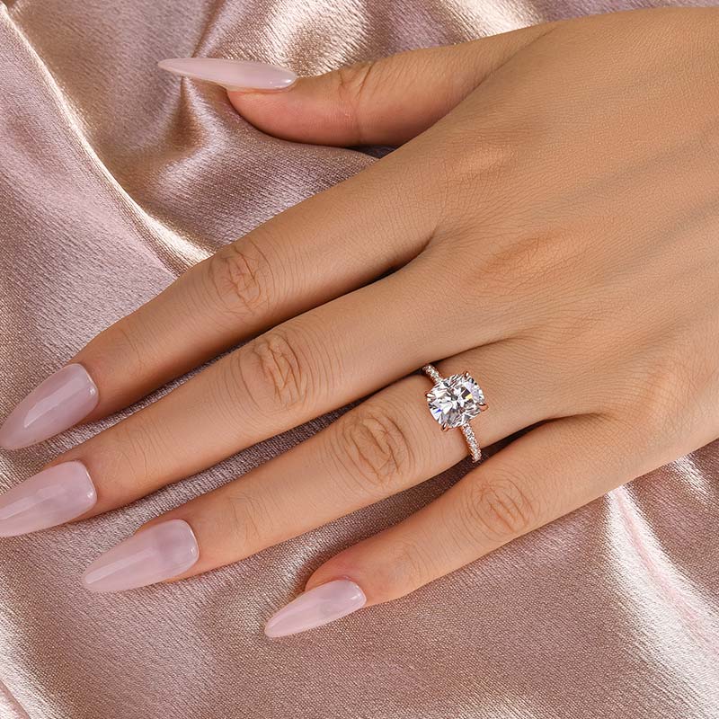 Ahabobo Moissanite 3.0 Ct Cushion Cut Engagement Ring For Women