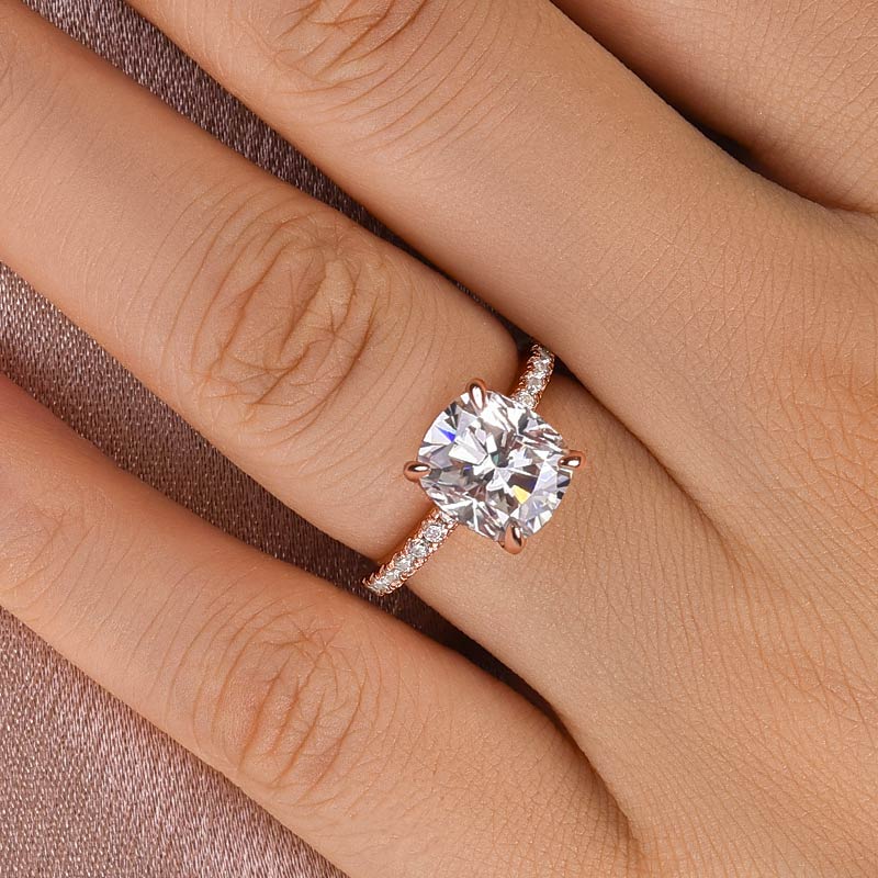 Ahabobo Moissanite 3.0 Ct Cushion Cut Engagement Ring For Women