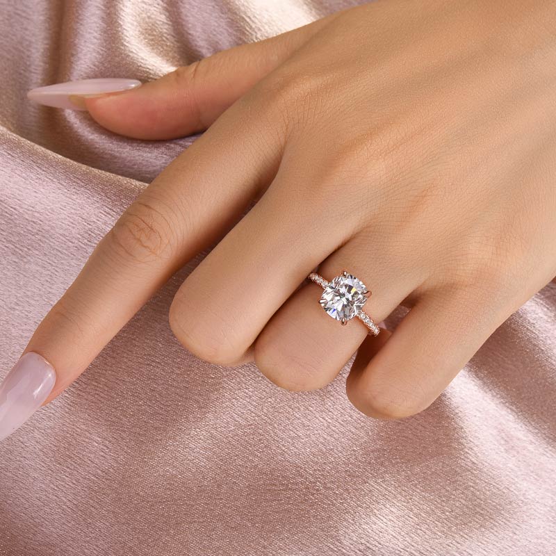 Ahabobo Moissanite 3.0 Ct Cushion Cut Engagement Ring For Women