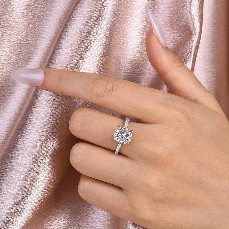 Ahabobo Moissanite 3.0 Ct Cushion Cut Engagement Ring For Women