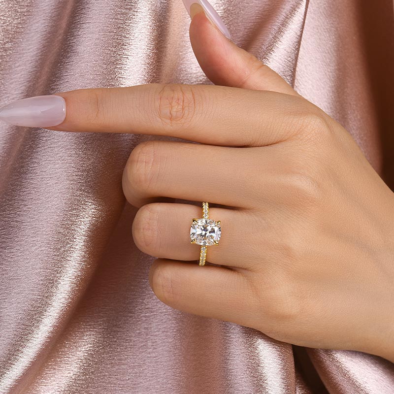 Ahabobo Moissanite 3.0 Ct Cushion Cut Engagement Ring For Women