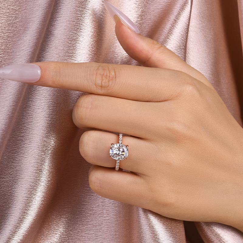 Ahabobo Moissanite 3.0 Ct Cushion Cut Engagement Ring For Women