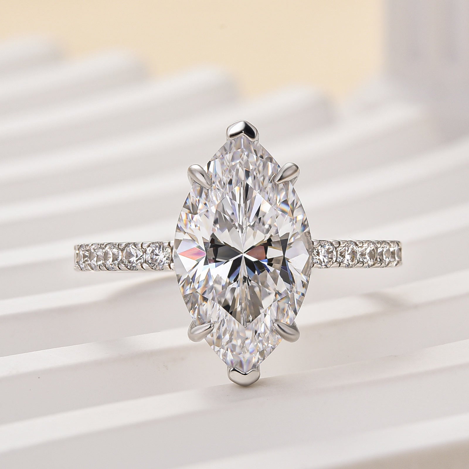 Exclusive Marquise Cut Engagement Ring In Sterling Silver