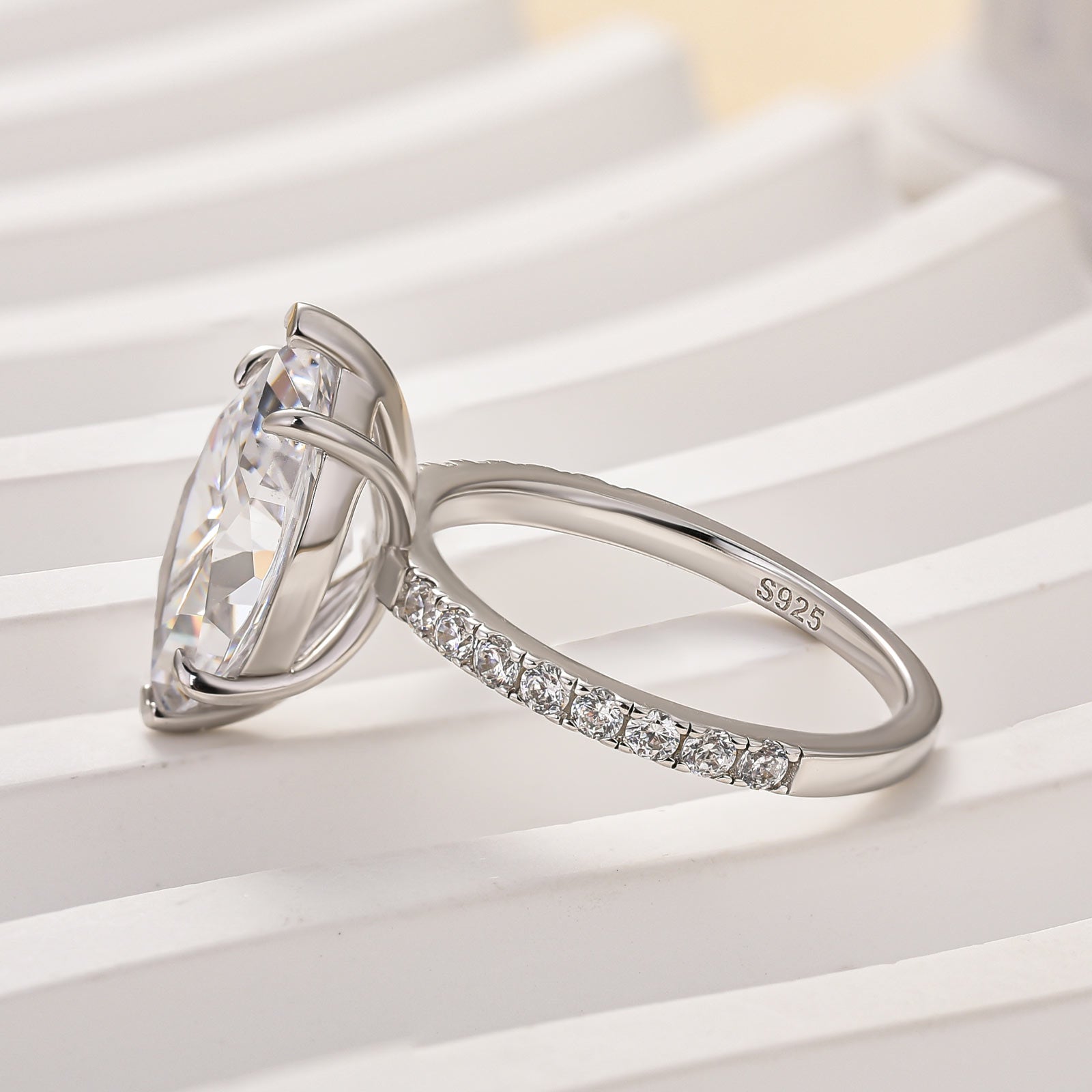 Exclusive Marquise Cut Engagement Ring In Sterling Silver