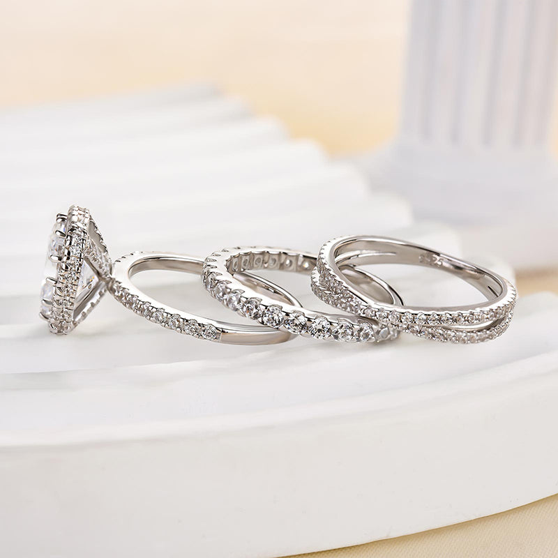 Attractive Halo Cushion Cut 3PC Wedding Set
