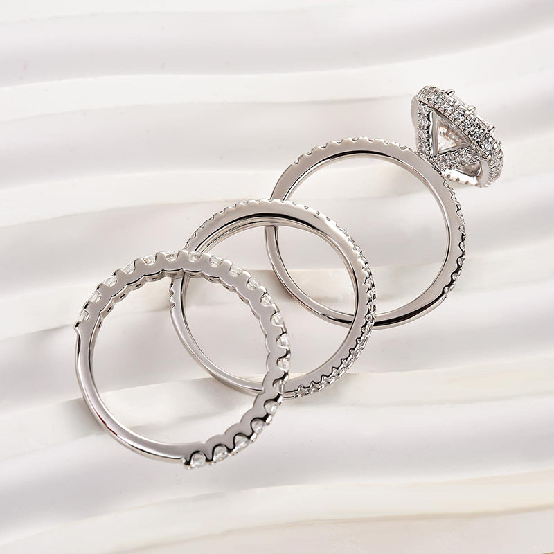 Attractive Halo Cushion Cut 3PC Wedding Set
