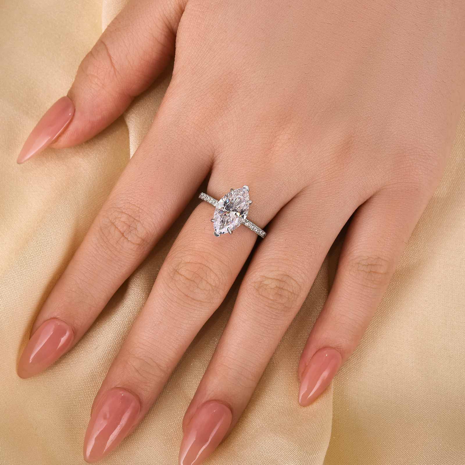 Exclusive Marquise Cut Engagement Ring In Sterling Silver