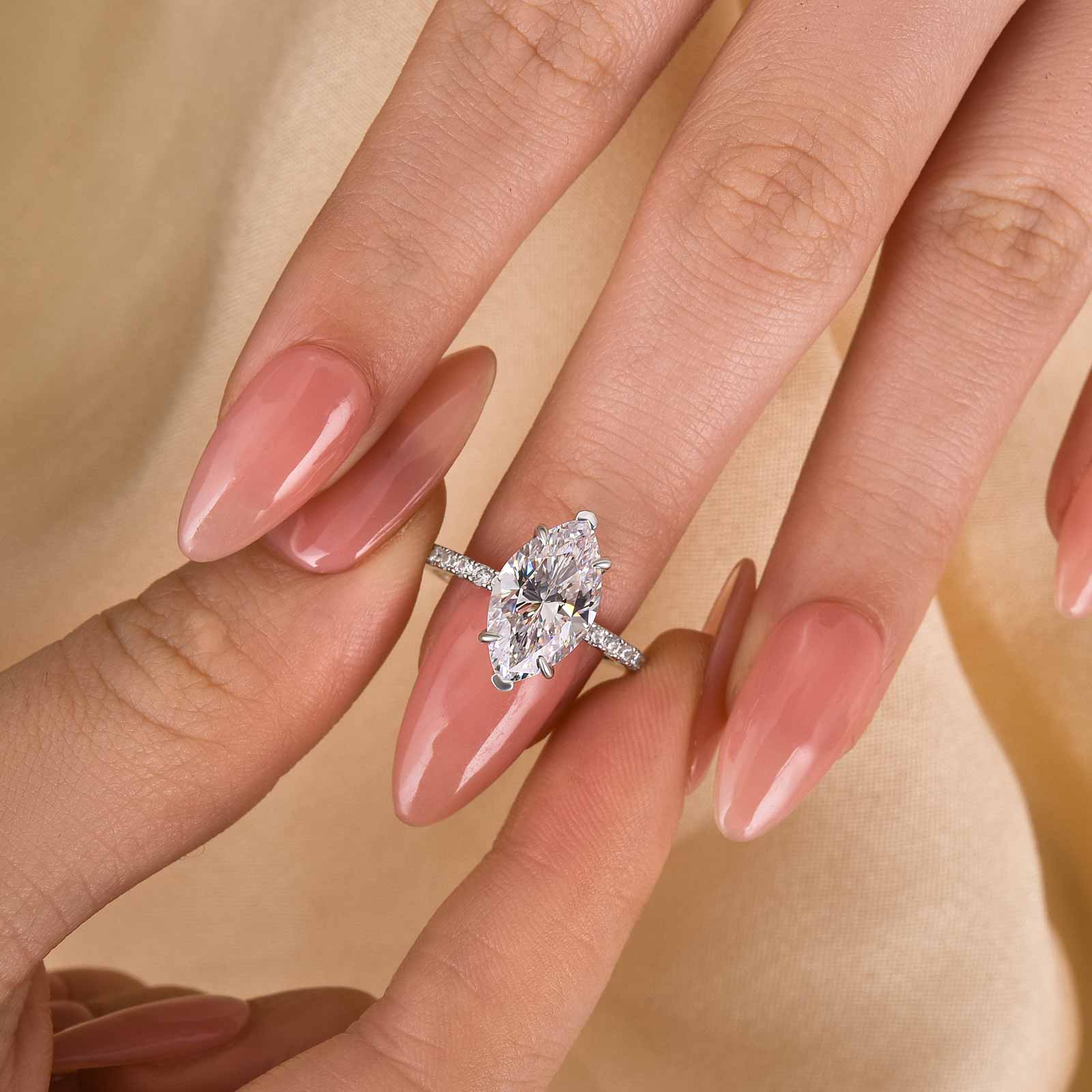 Exclusive Marquise Cut Engagement Ring In Sterling Silver