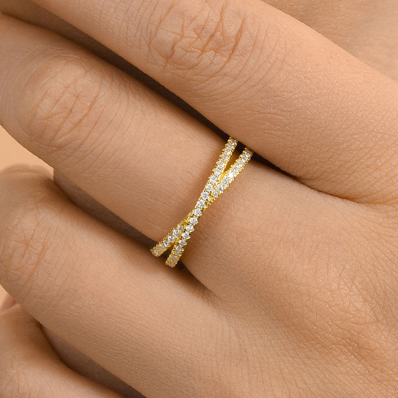 Ahabobo Moissanite 2.0 Ct X Criss Cross Wedding Band