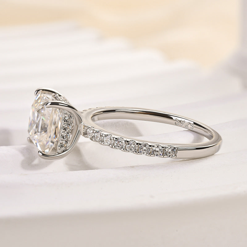 Ahabobo Moissanite 2.0 Carat Square Princess Cut Engagement Ring