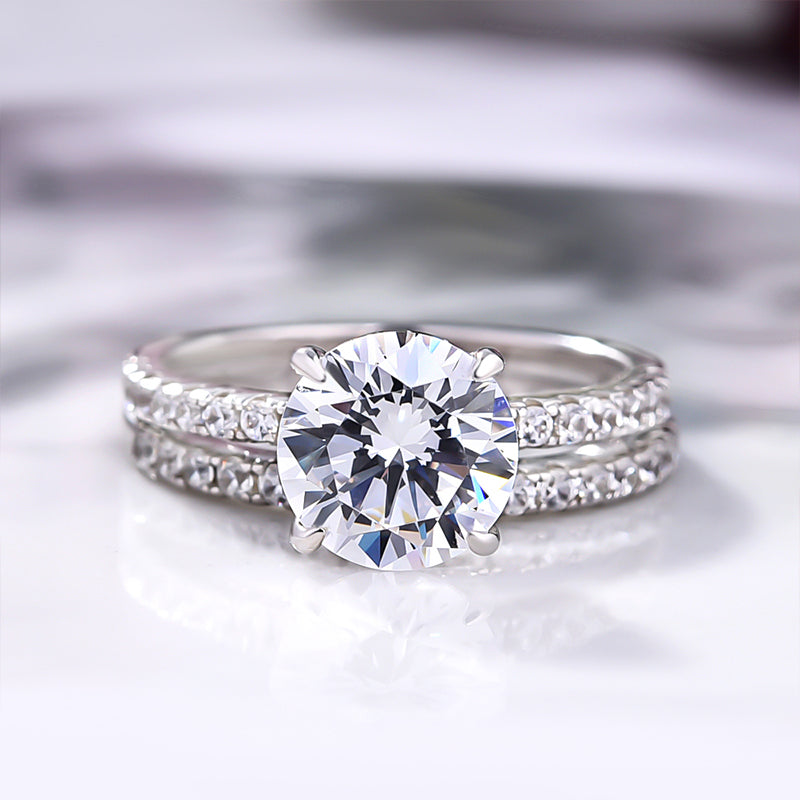 2.0Ct Classic Round Cut Wedding Ring Set In Sterling Silver