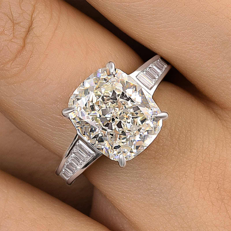 Unique Crushed Ice Cushion Engagement Ring