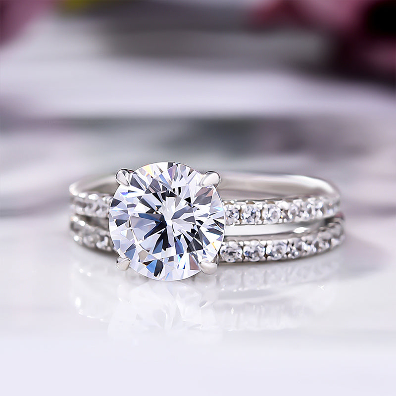 2.0Ct Classic Round Cut Wedding Ring Set In Sterling Silver