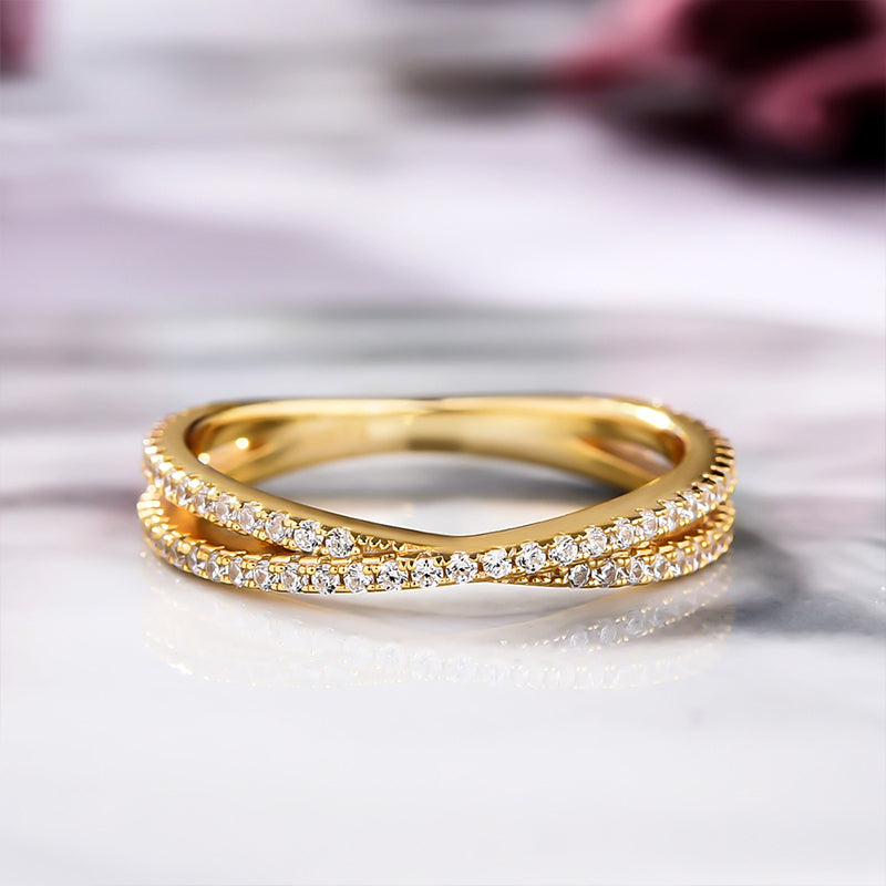 Classic X Criss Cross Wedding Band For Women In Sterling Silver